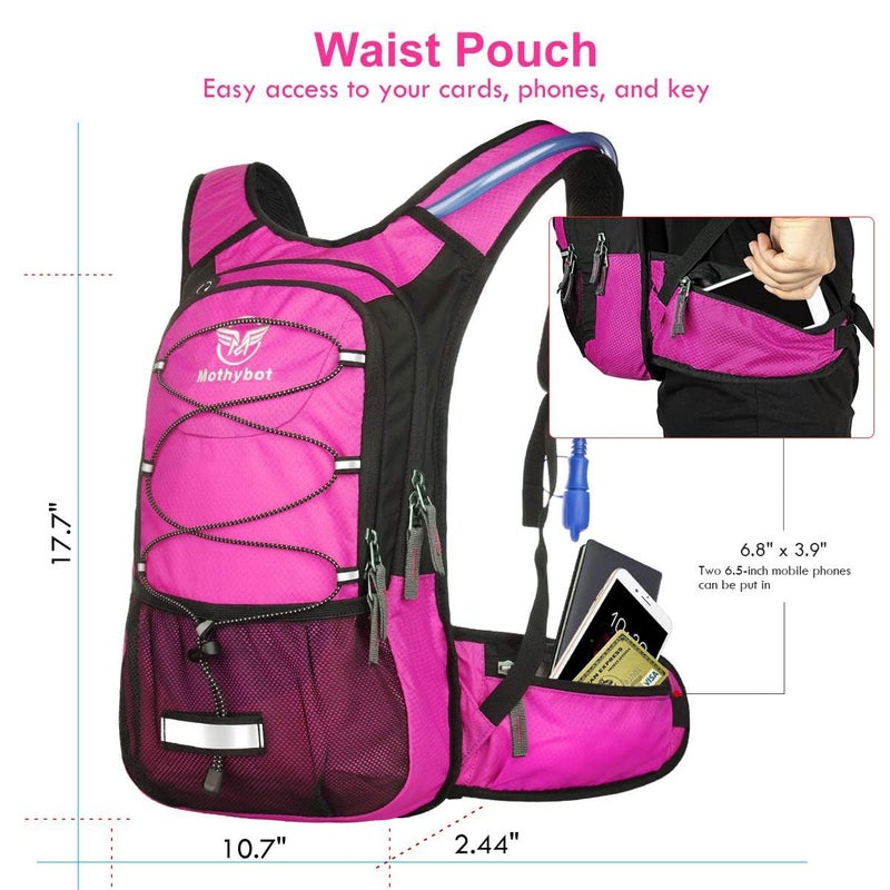 Mothybot Hydration Pack, Insulated Hydration Backpack with 2L BPA Free Water Bladder and Storage, Hiking Backpack for Men, Women, Kids for Running, Cycling, Camping - Keep Liquid Cool up to 5 Hours - Image 3